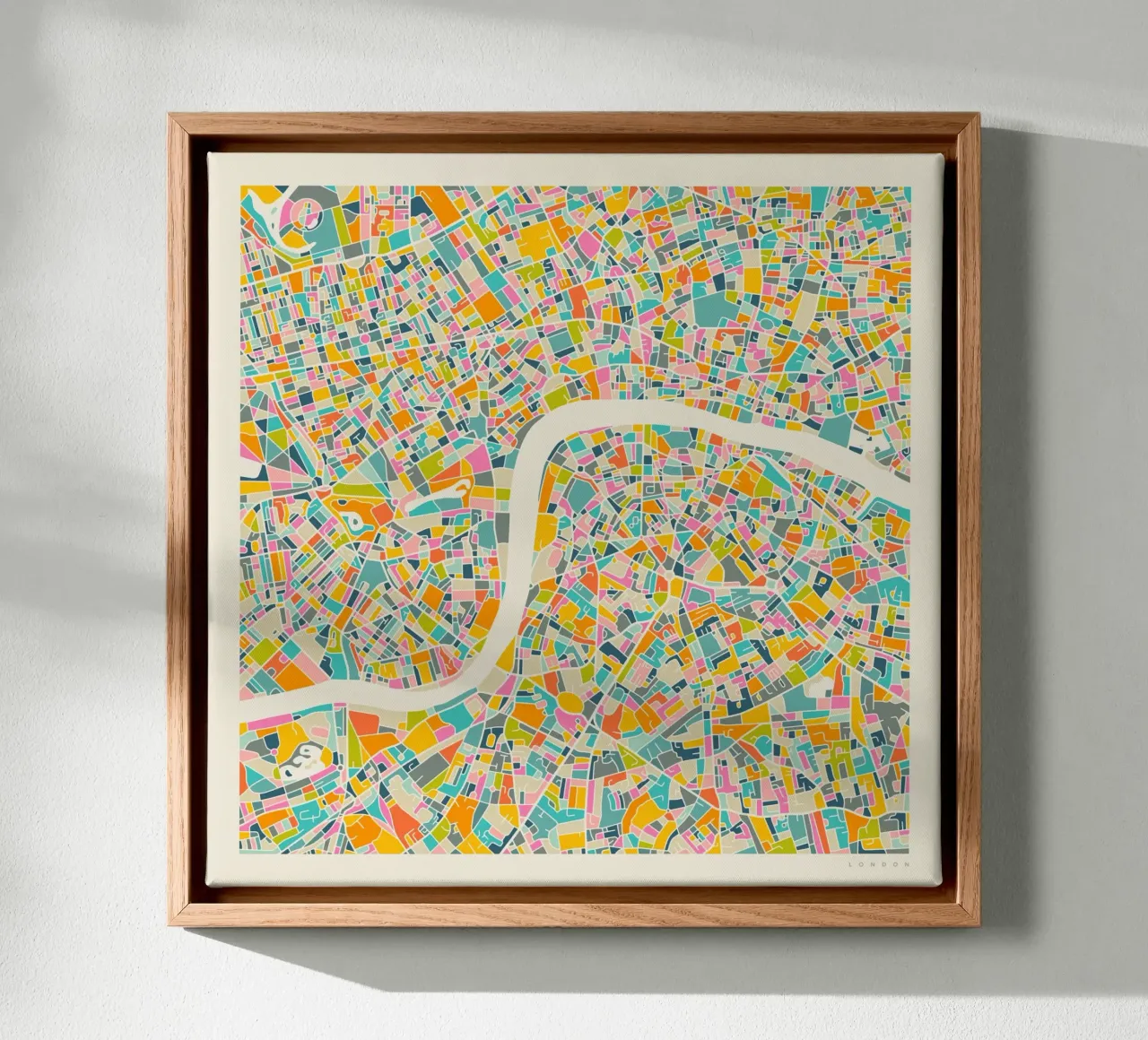 LONDON MAP canvas with Floater frame by Jazzberry Blue