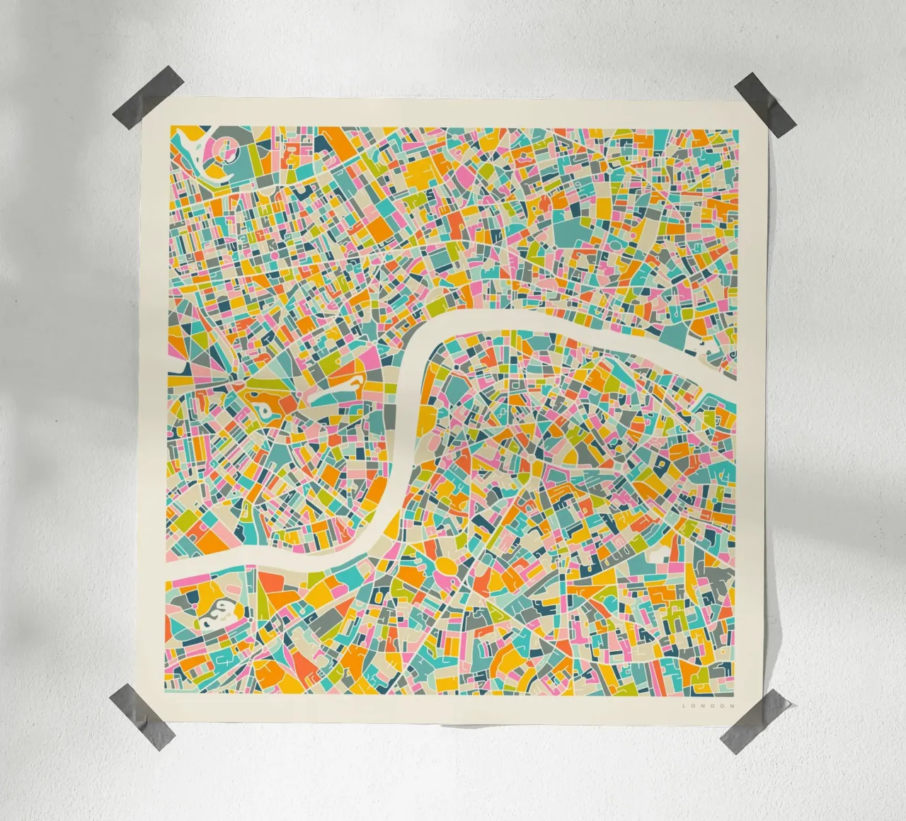 MAPPA DI LONDRA poster con telaio in legno da Jazzberry Blue