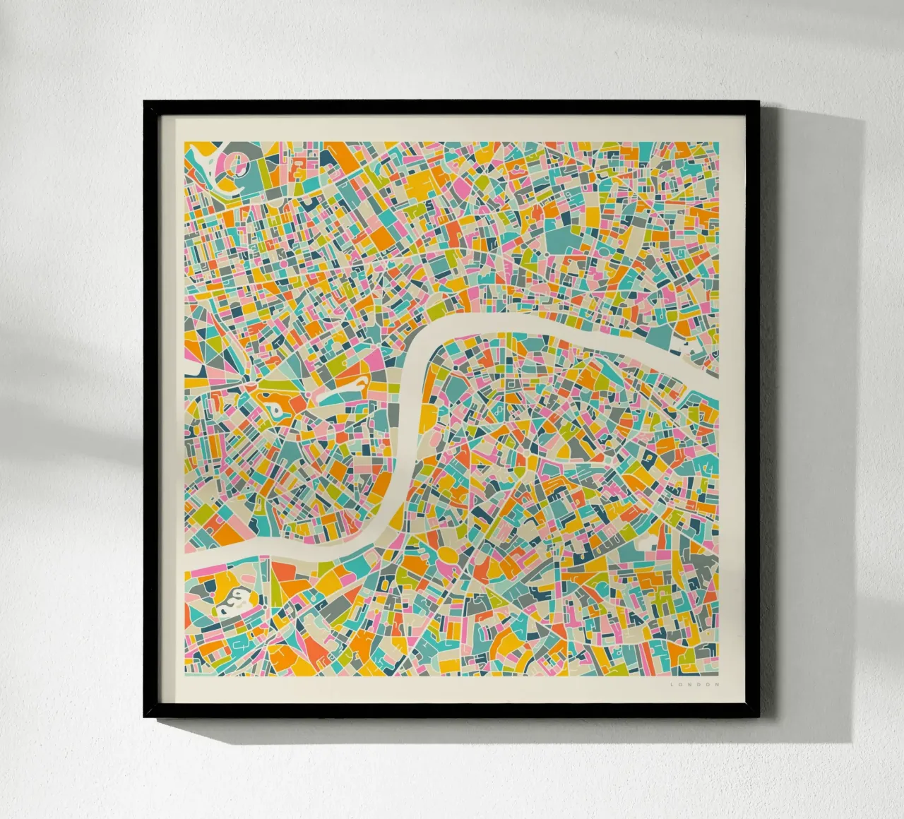 MAPPA DI LONDRA poster con telaio in legno da Jazzberry Blue