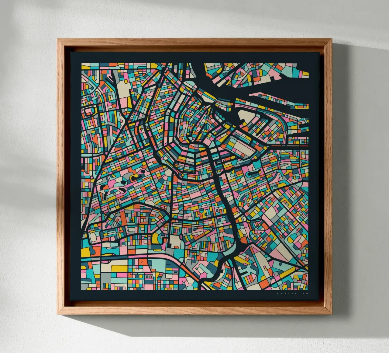 AMSTERDAM MAP canvas with Floater frame by Jazzberry Blue