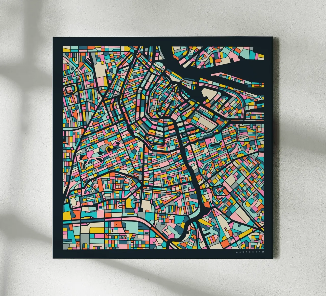 AMSTERDAM MAP canvas with Floater frame by Jazzberry Blue