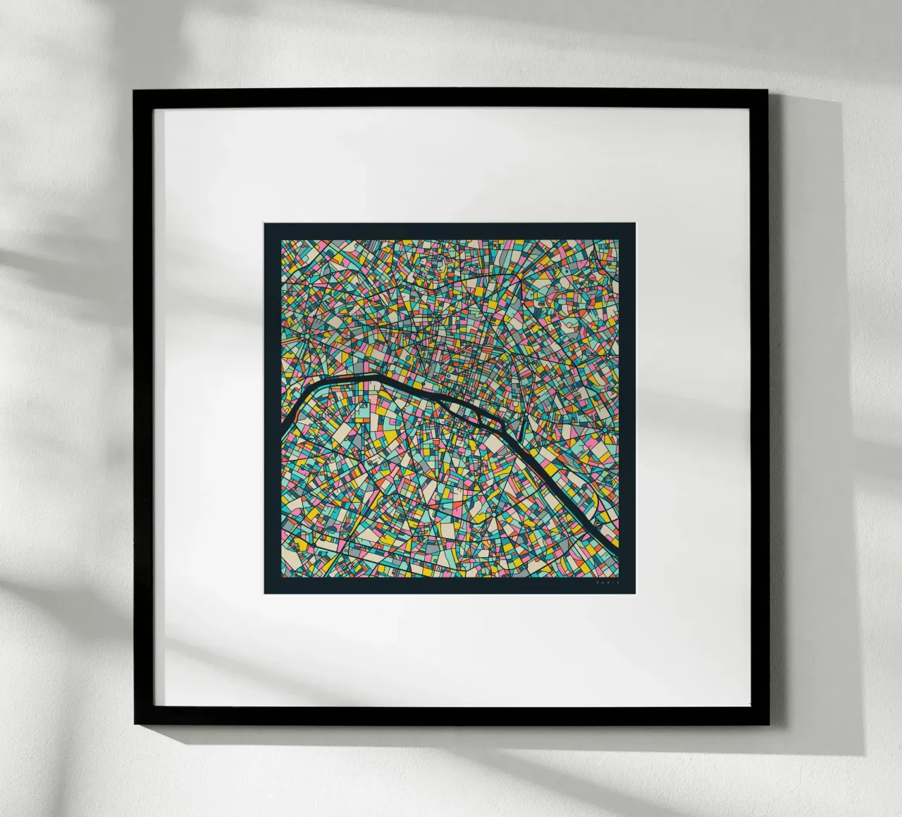 MAPPA DI PARIGI poster con telaio in legno da Jazzberry Blue