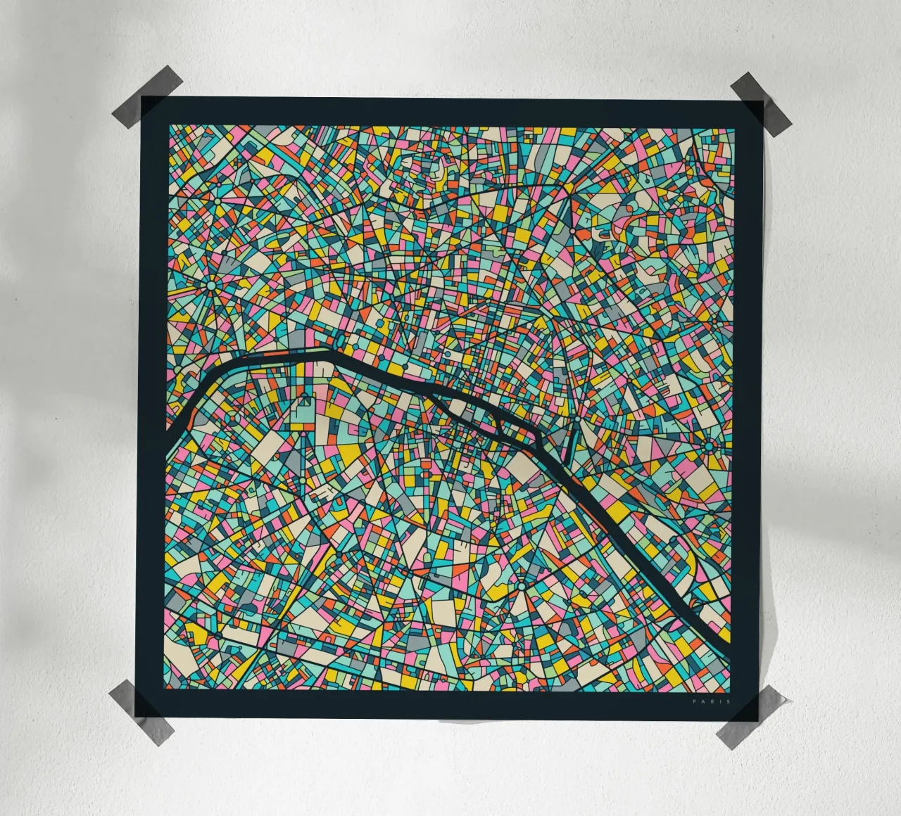 MAPPA DI PARIGI poster con telaio in legno da Jazzberry Blue