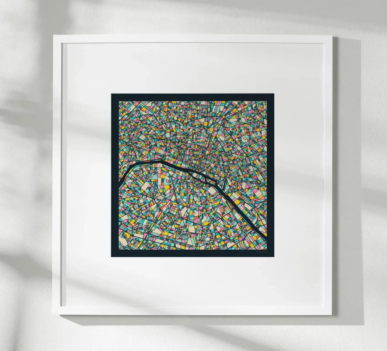 MAPPA DI PARIGI poster con telaio in legno da Jazzberry Blue