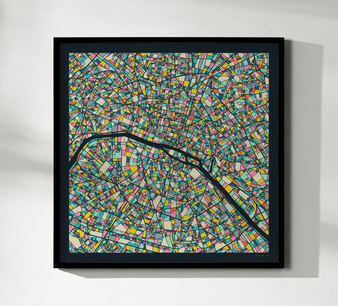 MAPPA DI PARIGI poster con telaio in legno da Jazzberry Blue