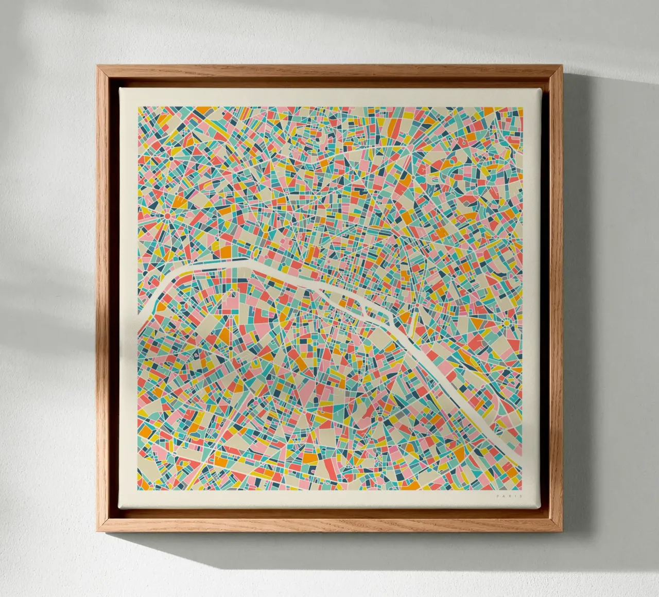 PARIJS KAART canvas met Baklijst van Jazzberry Blue