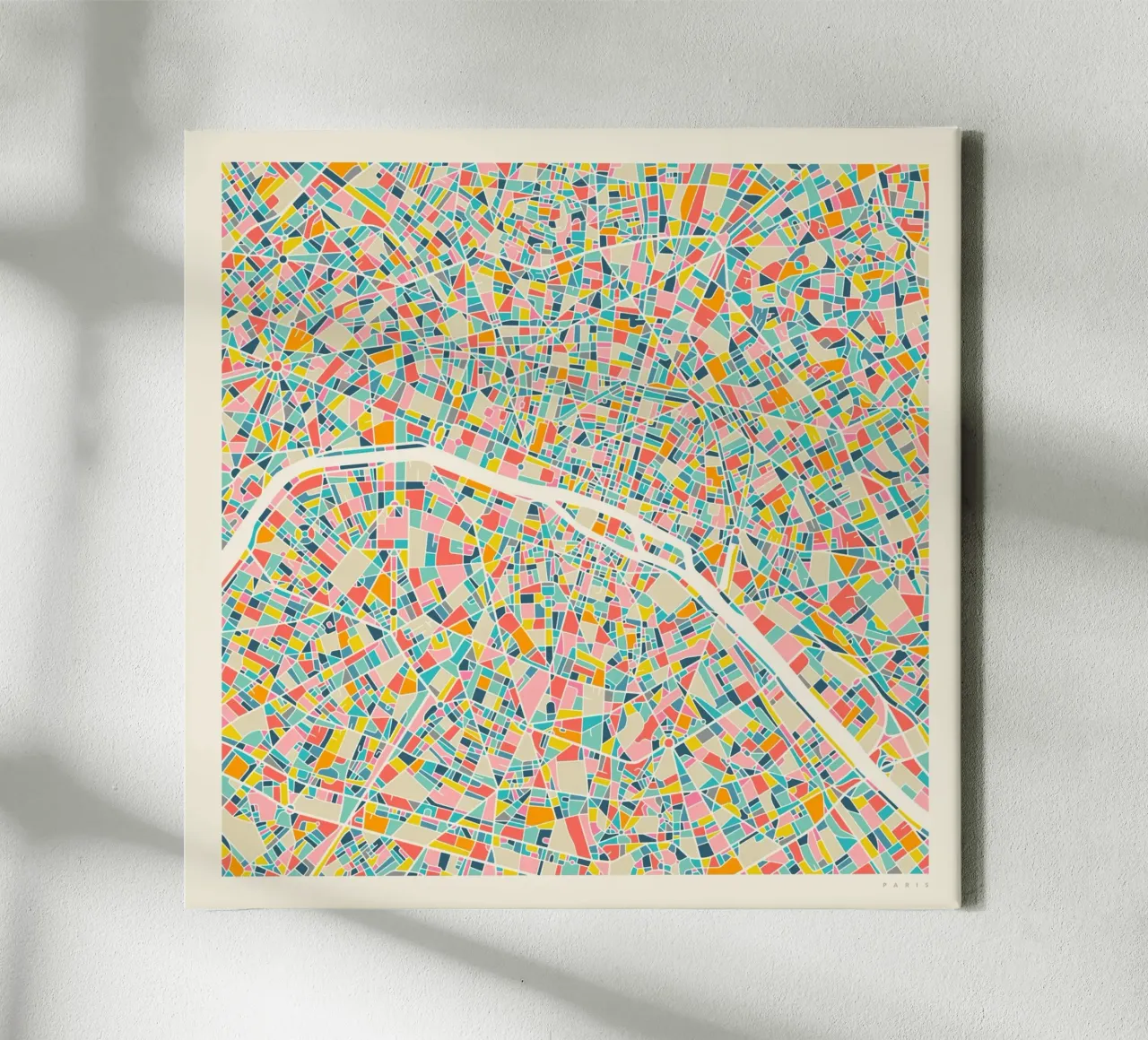 PARIJS KAART canvas met Baklijst van Jazzberry Blue