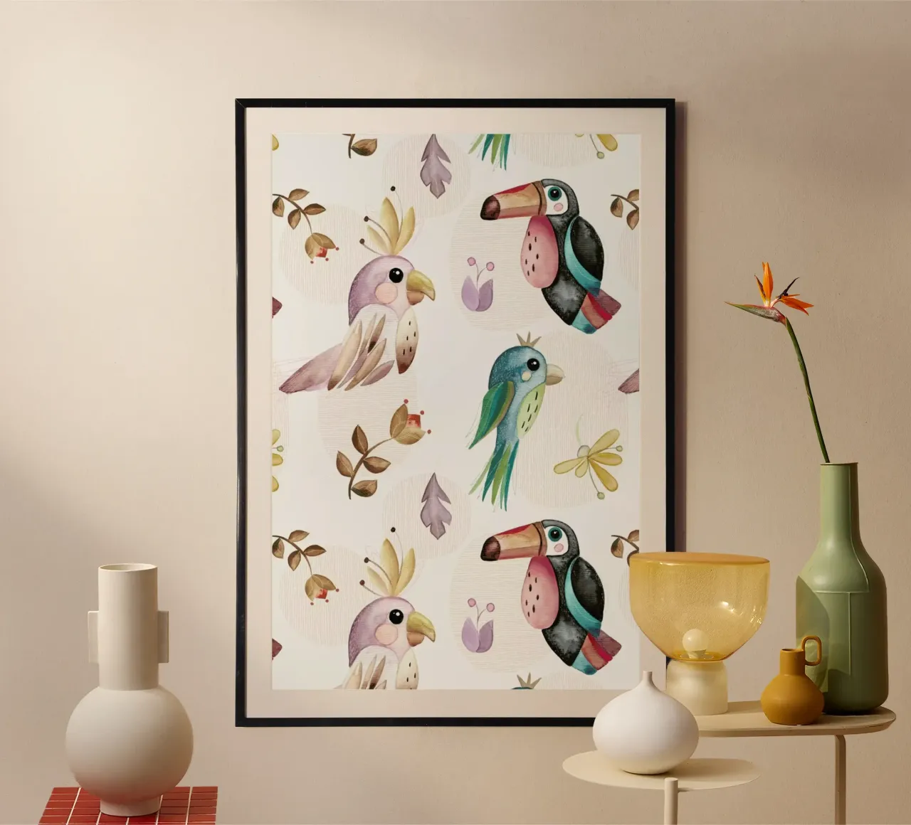 Birds poster con telaio in legno da Sabrina Ziegenhorn