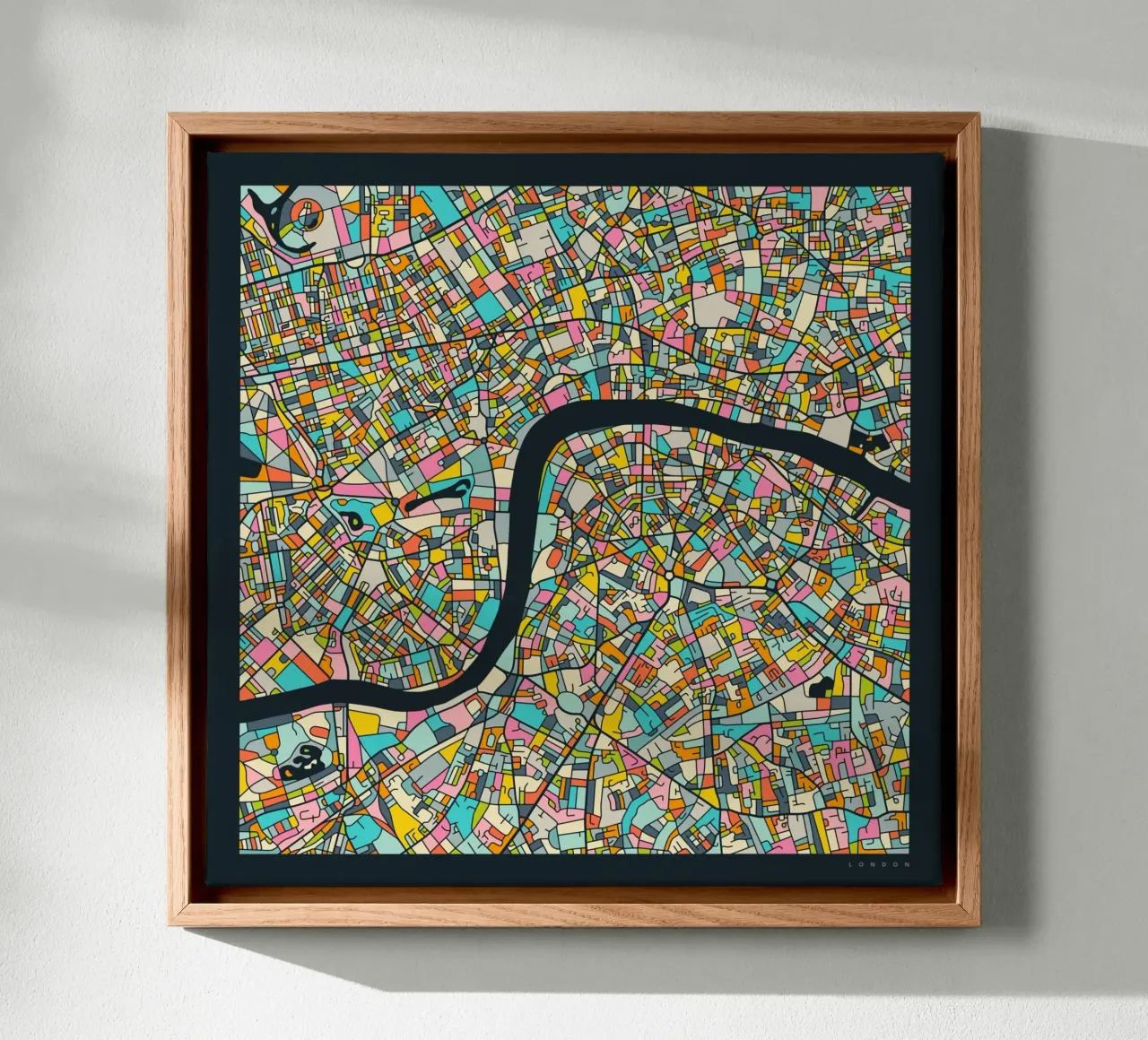 LONDON MAP canvas with Floater frame by Jazzberry Blue