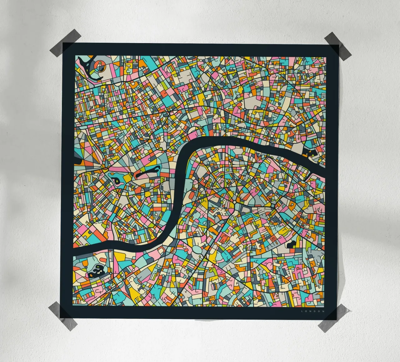 MAPPA DI LONDRA poster con telaio in plastica da Jazzberry Blue