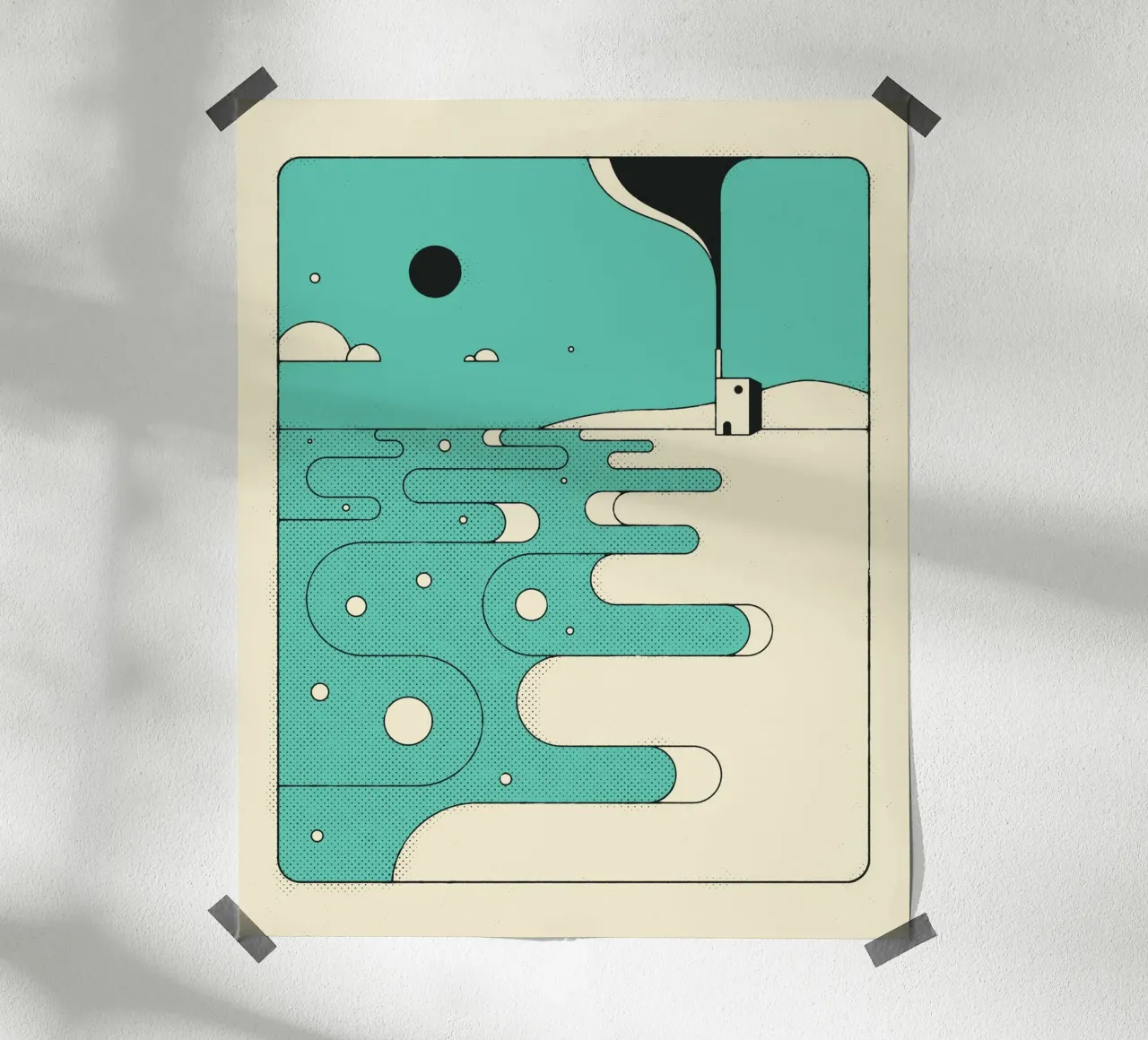 FIUME BLU poster con telaio in legno da Jazzberry Blue
