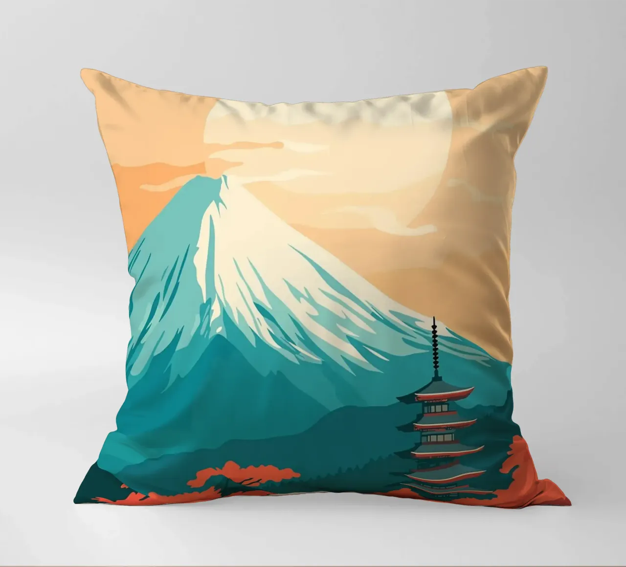 Monte Fuji Giappone pagoda sole cuscino da Kirsten C Nolan