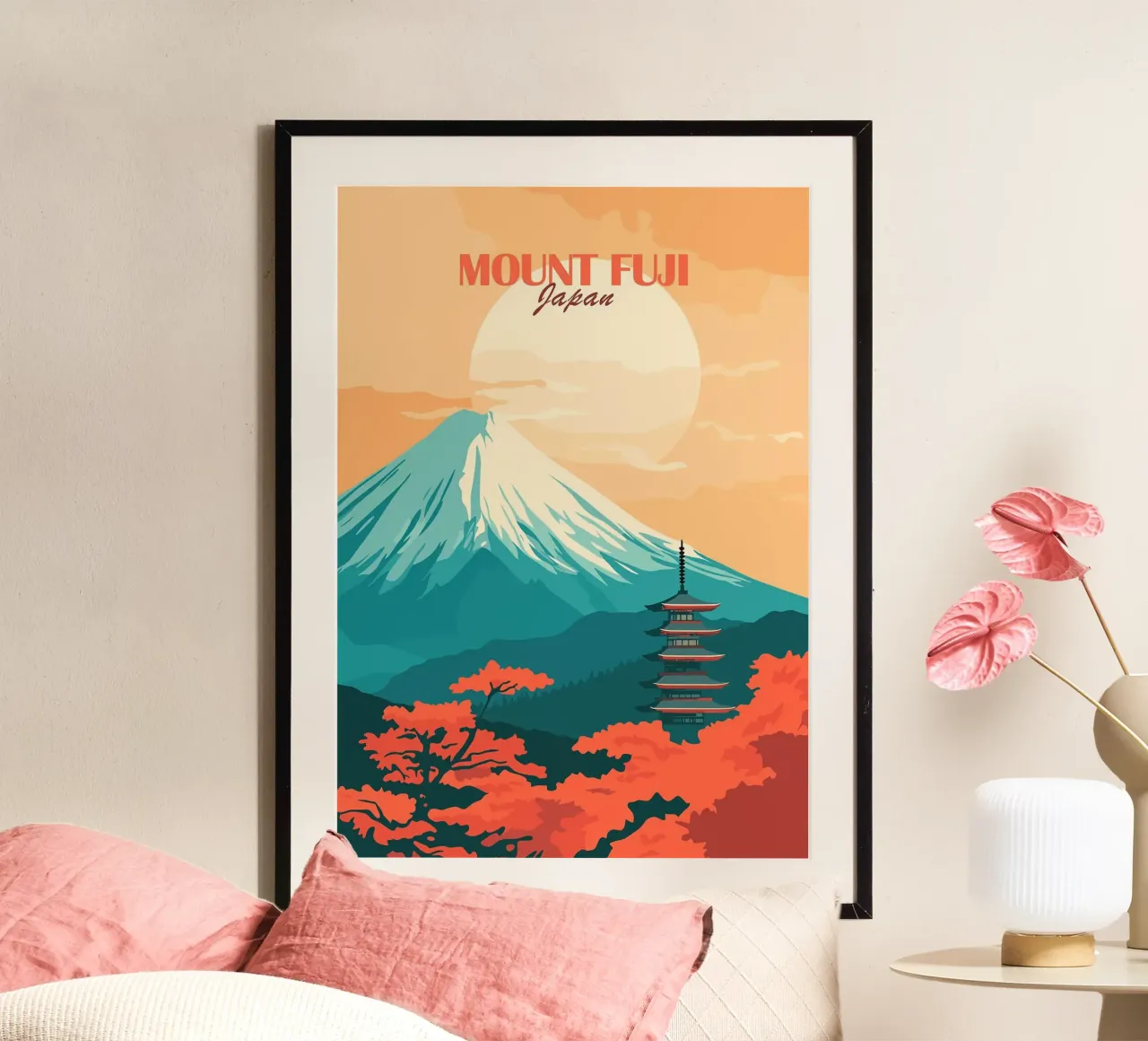 Monte Fuji Giappone pagoda sole poster da Kirsten C Nolan