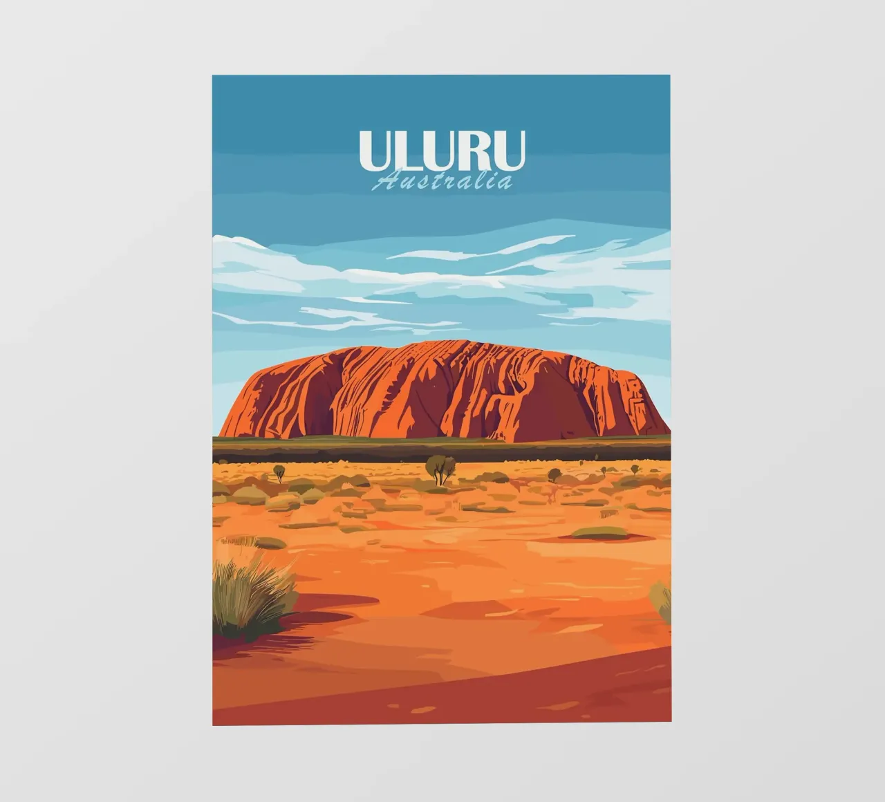 uluru landschap woestijn rotsformatie backlit folie van Kirsten C Nolan