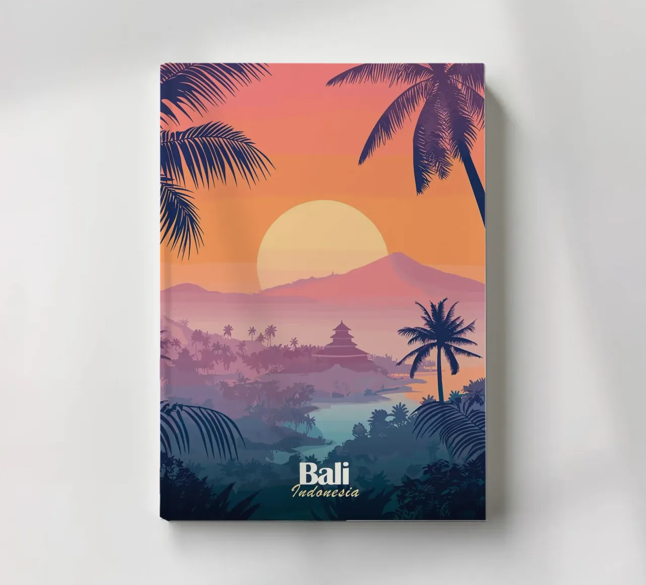 palm trees sunset sun silhouette notebook by Kirsten C Nolan