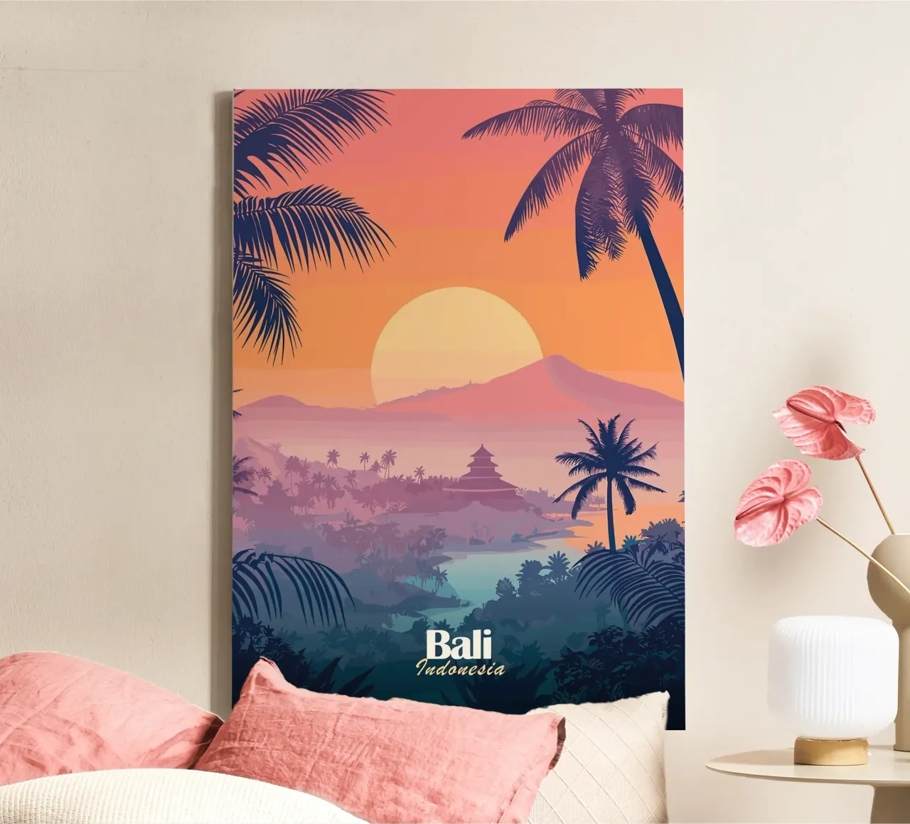 palm trees sunset sun silhouette canvas by Kirsten C Nolan