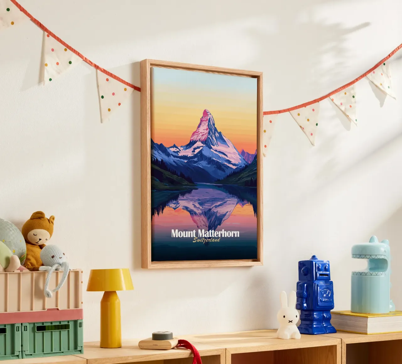 mountain Matterhorn reflection lake canvas with Floater frame by Kirsten C Nolan
