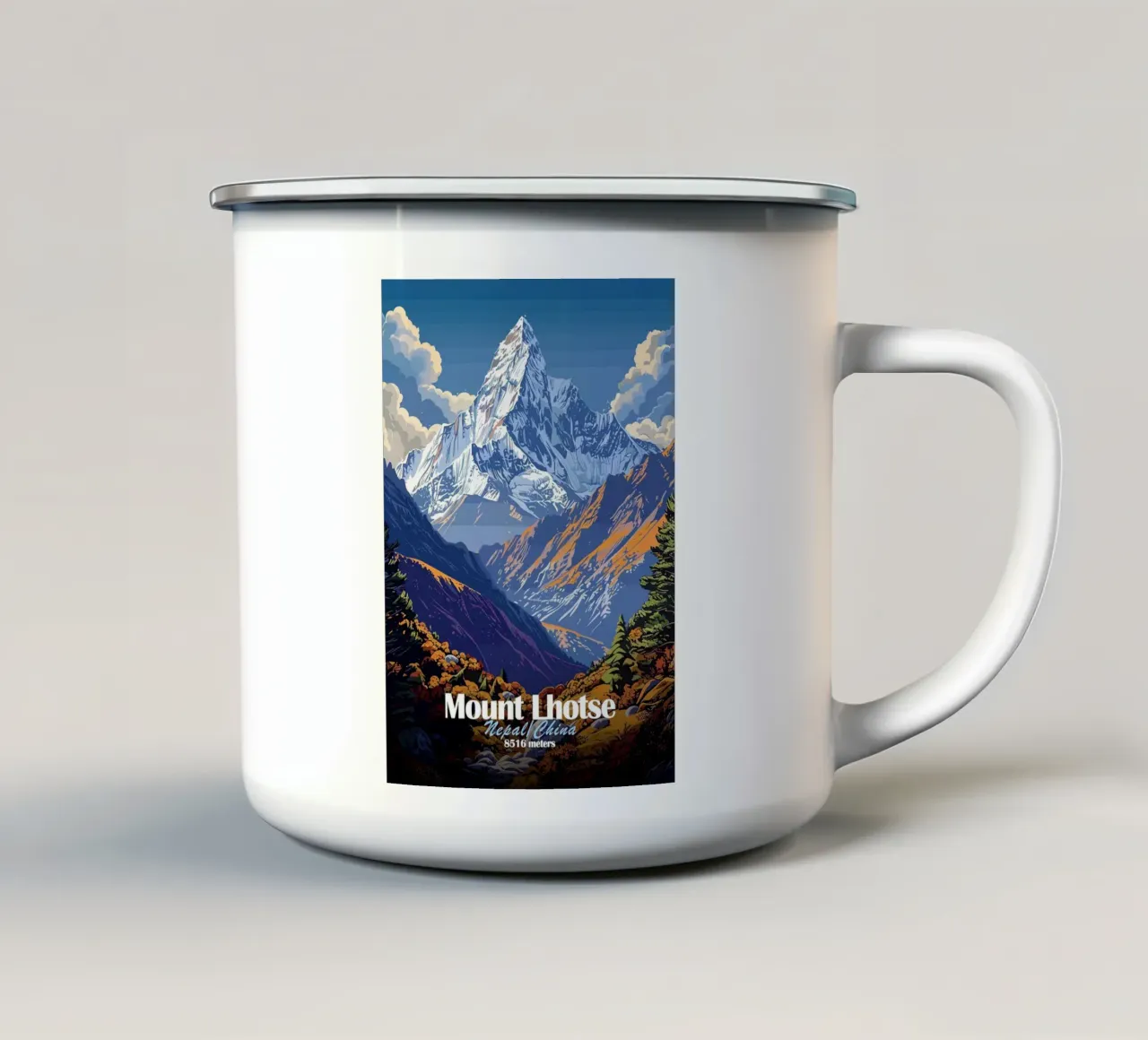 montagna cima neve Everest tazza in smalto da James Isaac Jackson