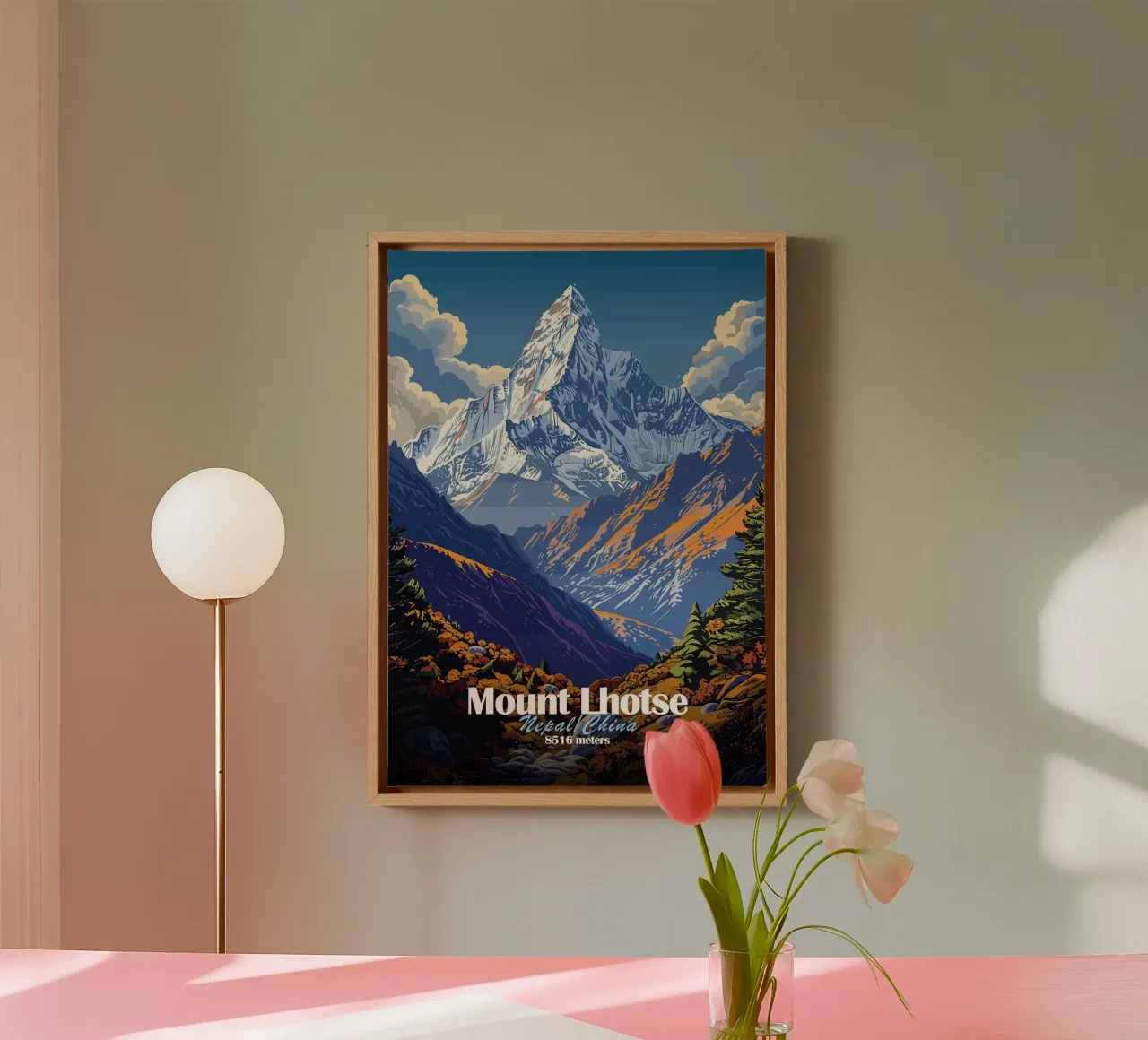 montagna cima neve Everest tela con Cornice a cassetta da James Isaac Jackson