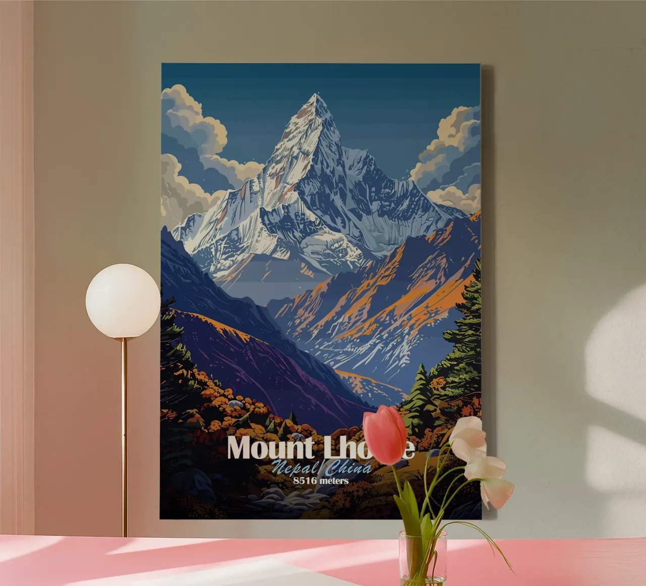 montagna cima neve Everest tela con Cornice a cassetta da James Isaac Jackson