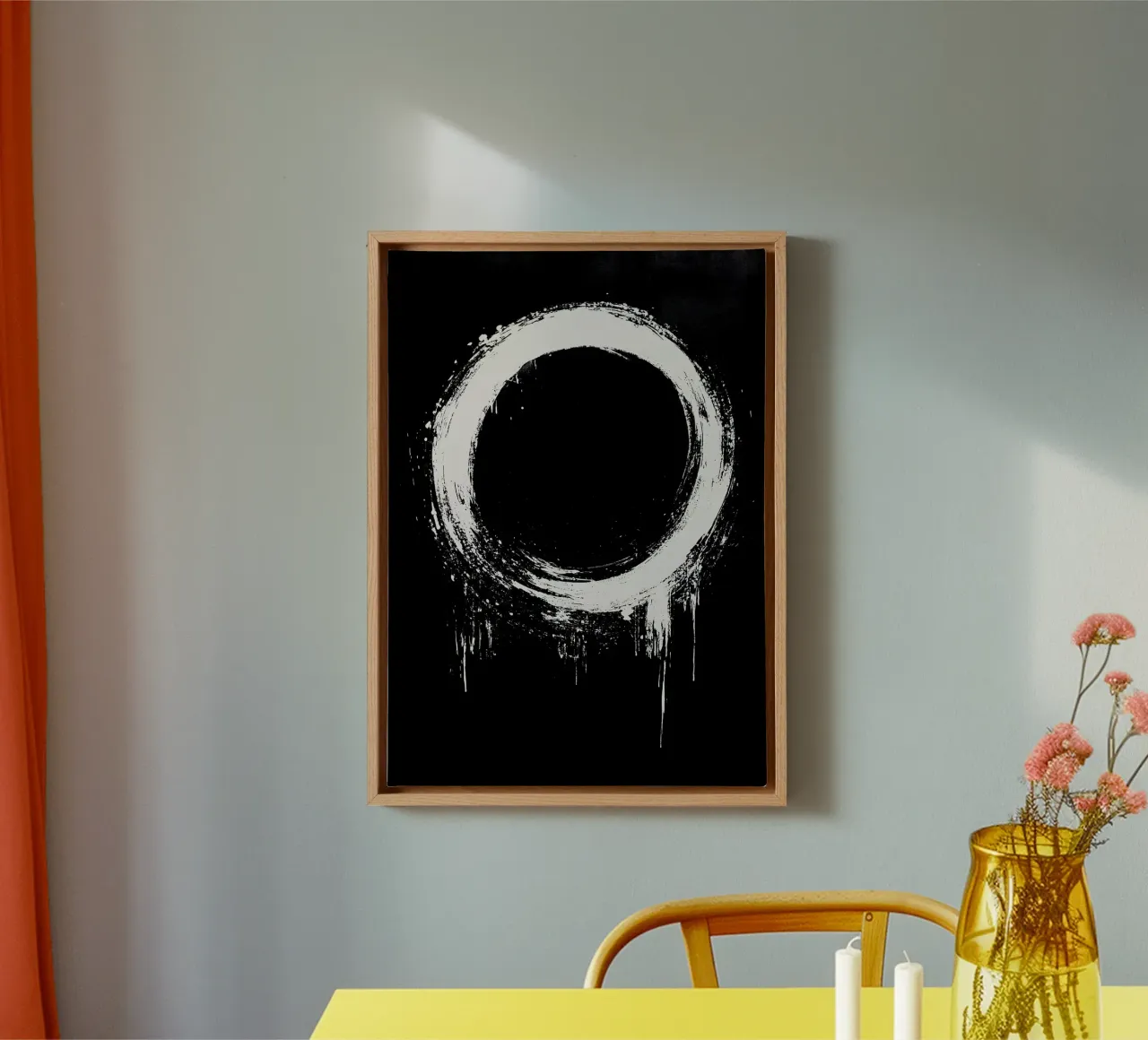 cirkel penseelstreek zwart-achtergrond canvas met Baklijst van James Isaac Jackson