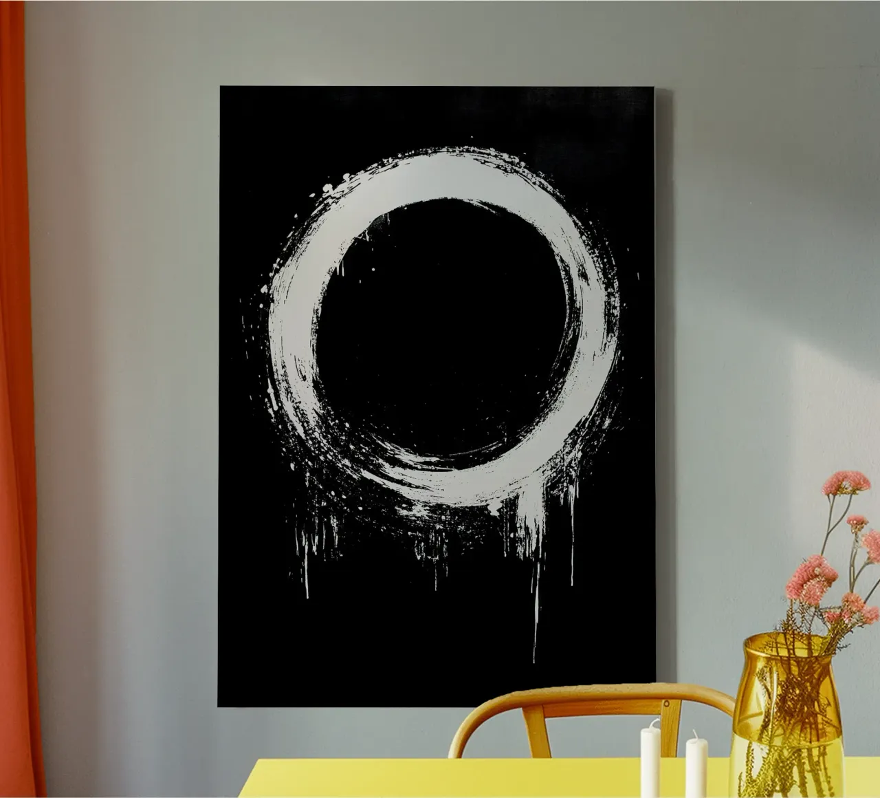 cirkel penseelstreek zwart-achtergrond canvas met Baklijst van James Isaac Jackson