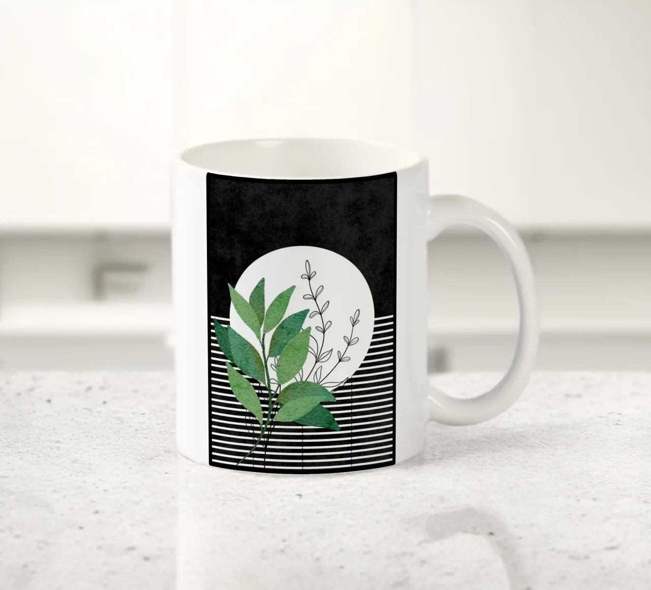 foglie verde botanico sole tazza in ceramica da James Isaac Jackson