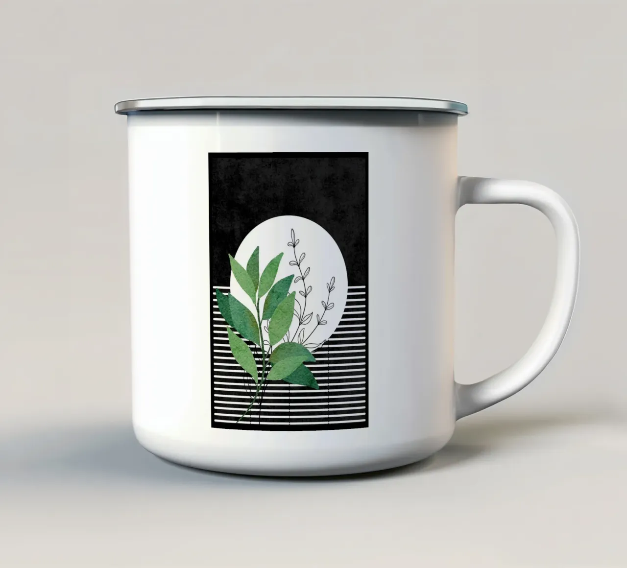 foglie verde botanico sole tazza in smalto da James Isaac Jackson