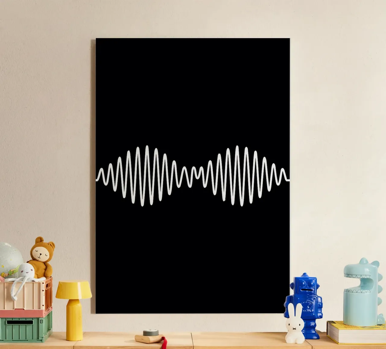 sound wave black background white lines acrylic glass by James Isaac Jackson