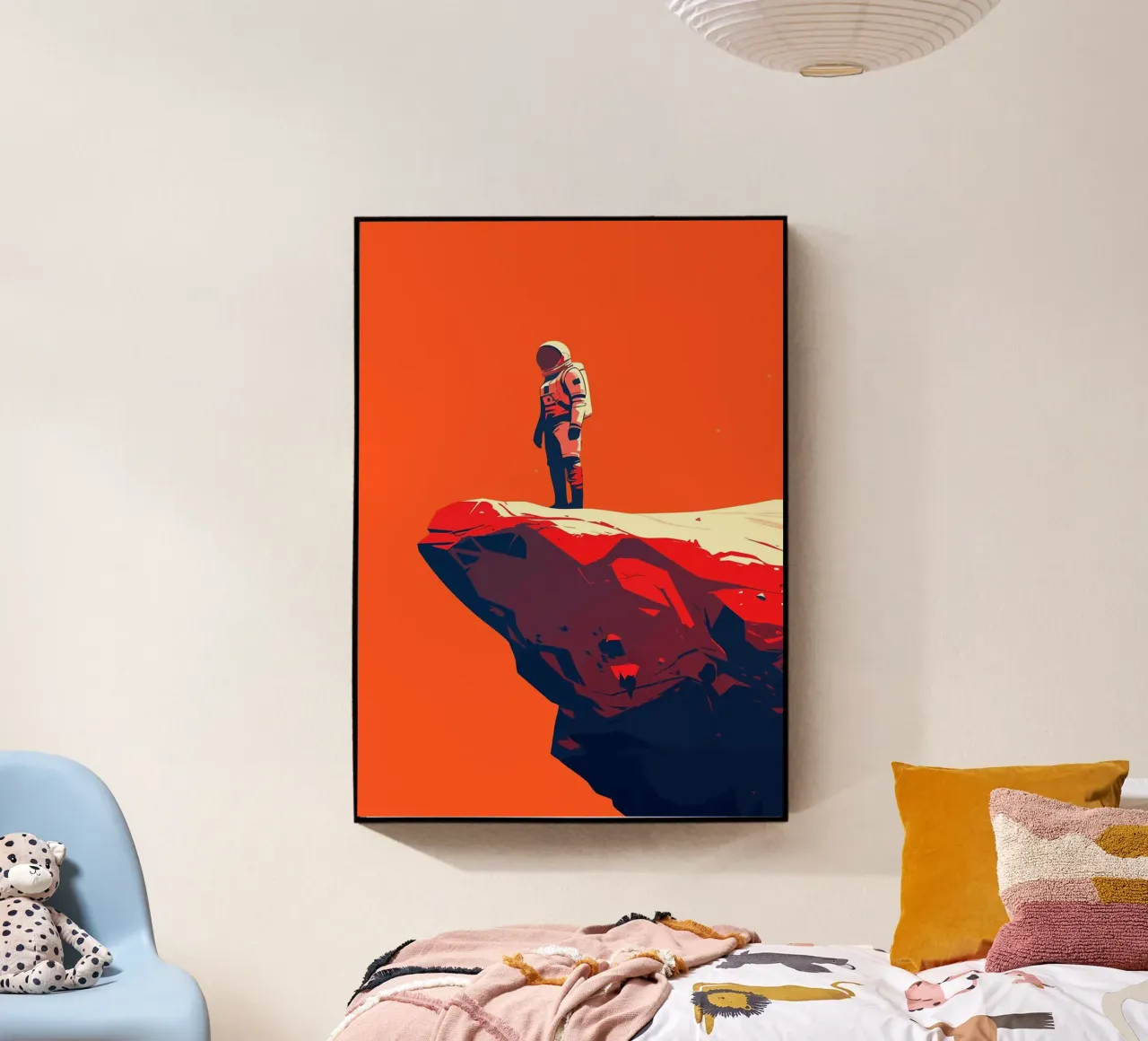 astronaut ruimte rots klif acryl van James Isaac Jackson
