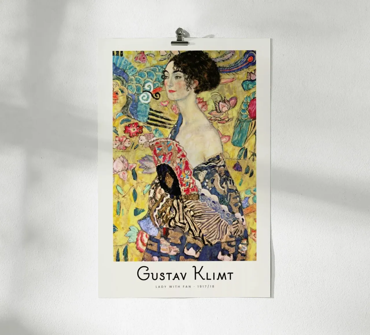 Klimt - Lady with Fan poster with wooden frame by ARTOTHEK