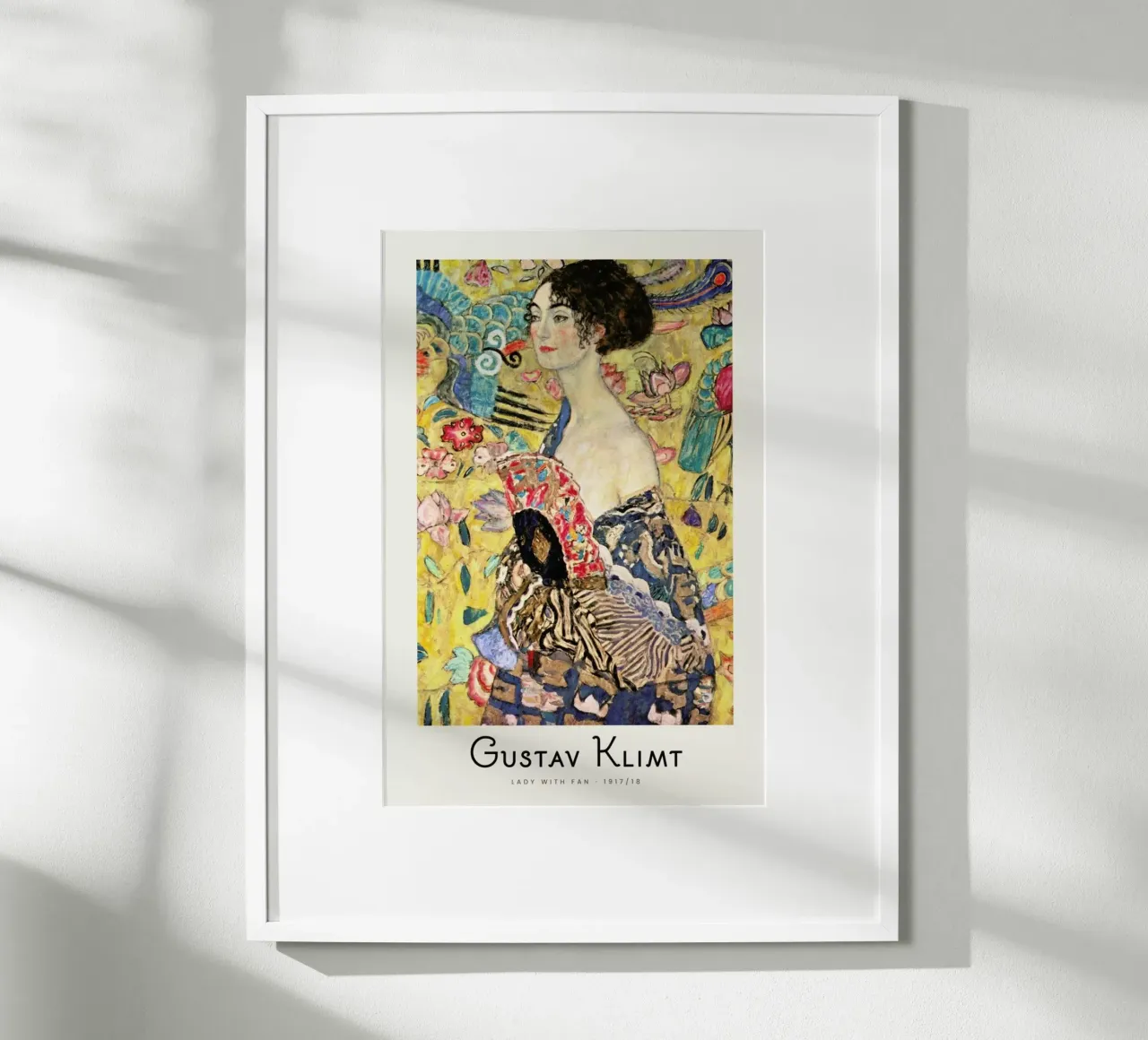 Klimt - Lady with Fan poster with wooden frame by ARTOTHEK