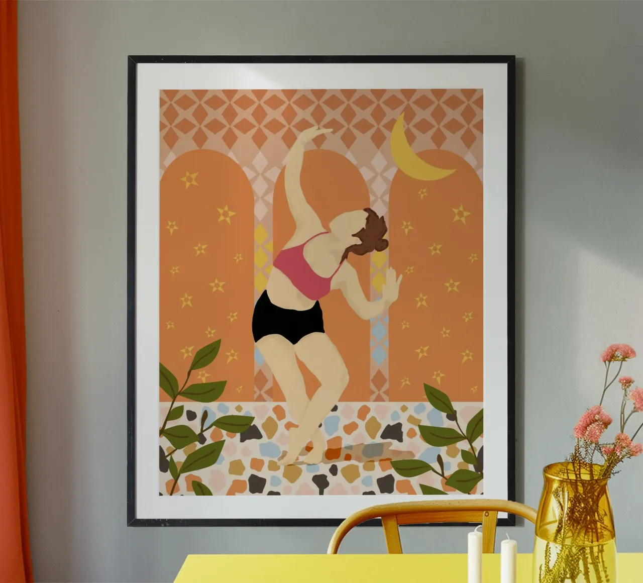 Danza al chiaro di luna poster con telaio in plastica da Kintsugi99