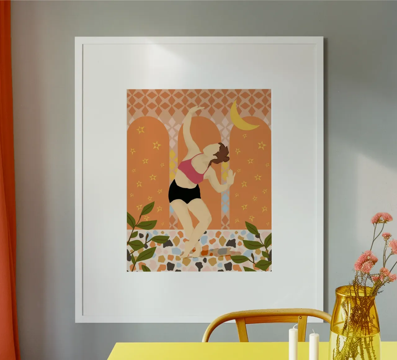 Danza al chiaro di luna poster con telaio in plastica da Kintsugi99