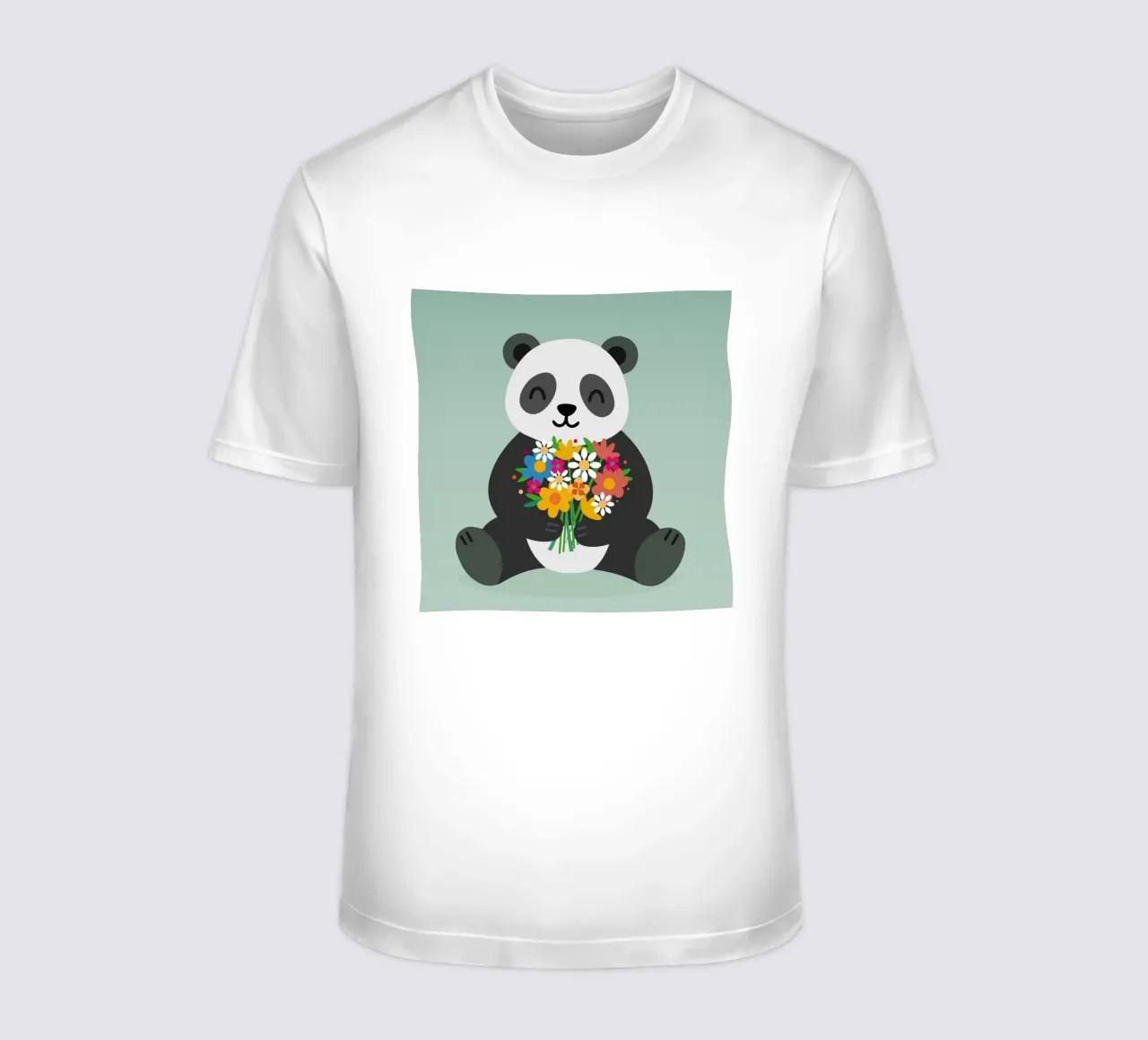Panda joyeux avec un bouquet de fleurs - Motif animalier affectueux t-shirt de namosh