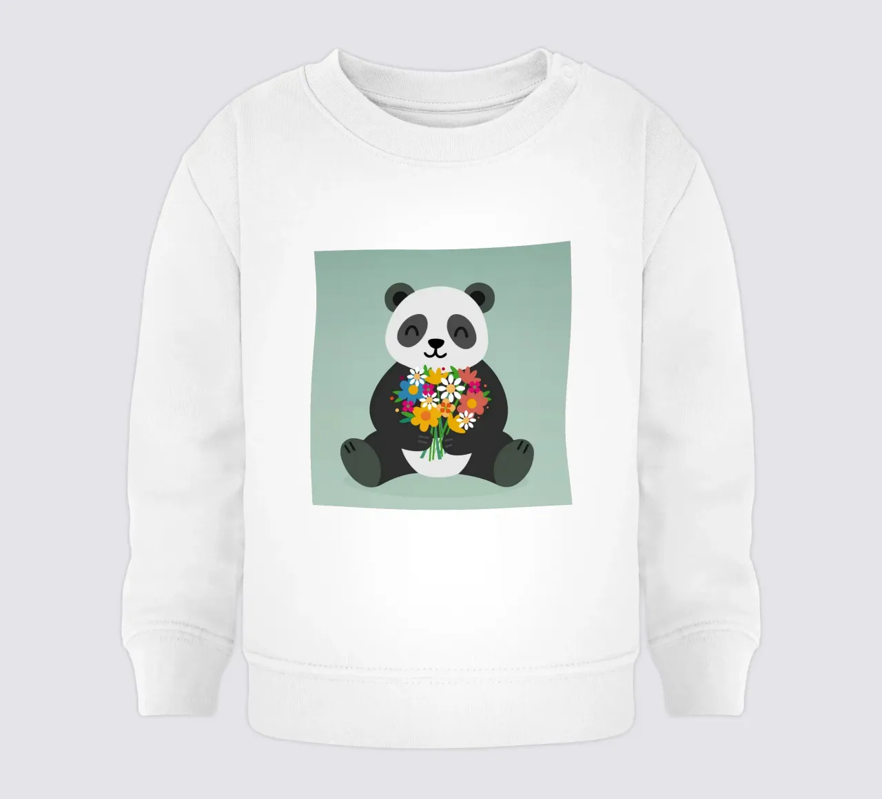 Allegro panda con bouquet di fiori - Grazioso motivo animale felpa neonato da namosh