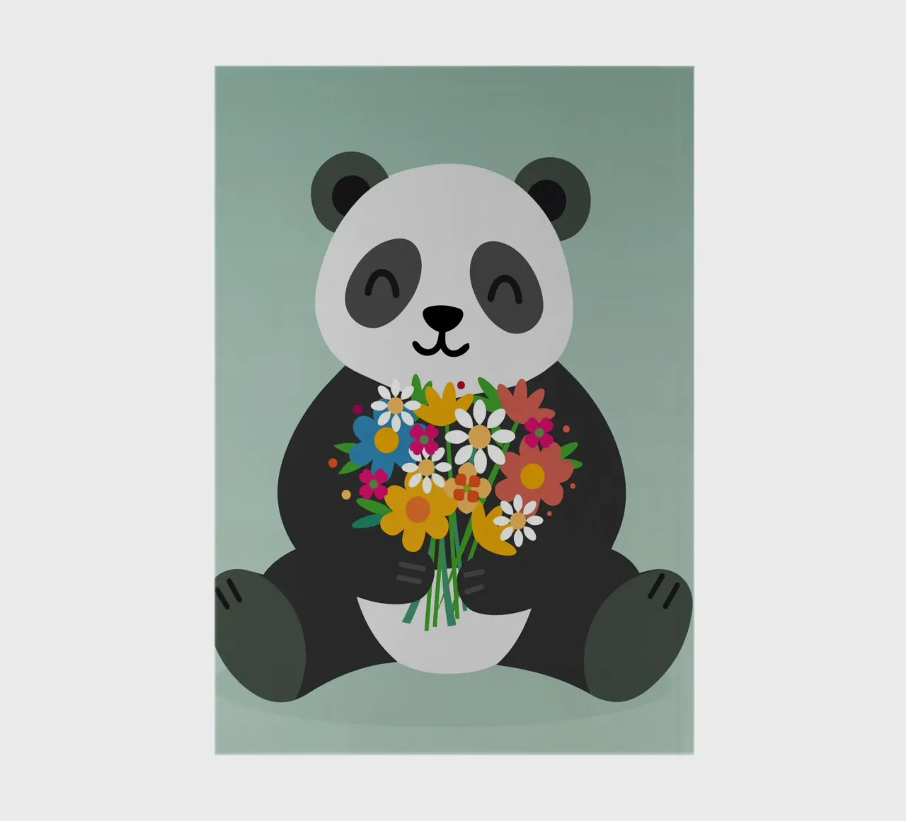 Panda joyeux avec un bouquet de fleurs - Motif animalier affectueux carnet de notes de namosh