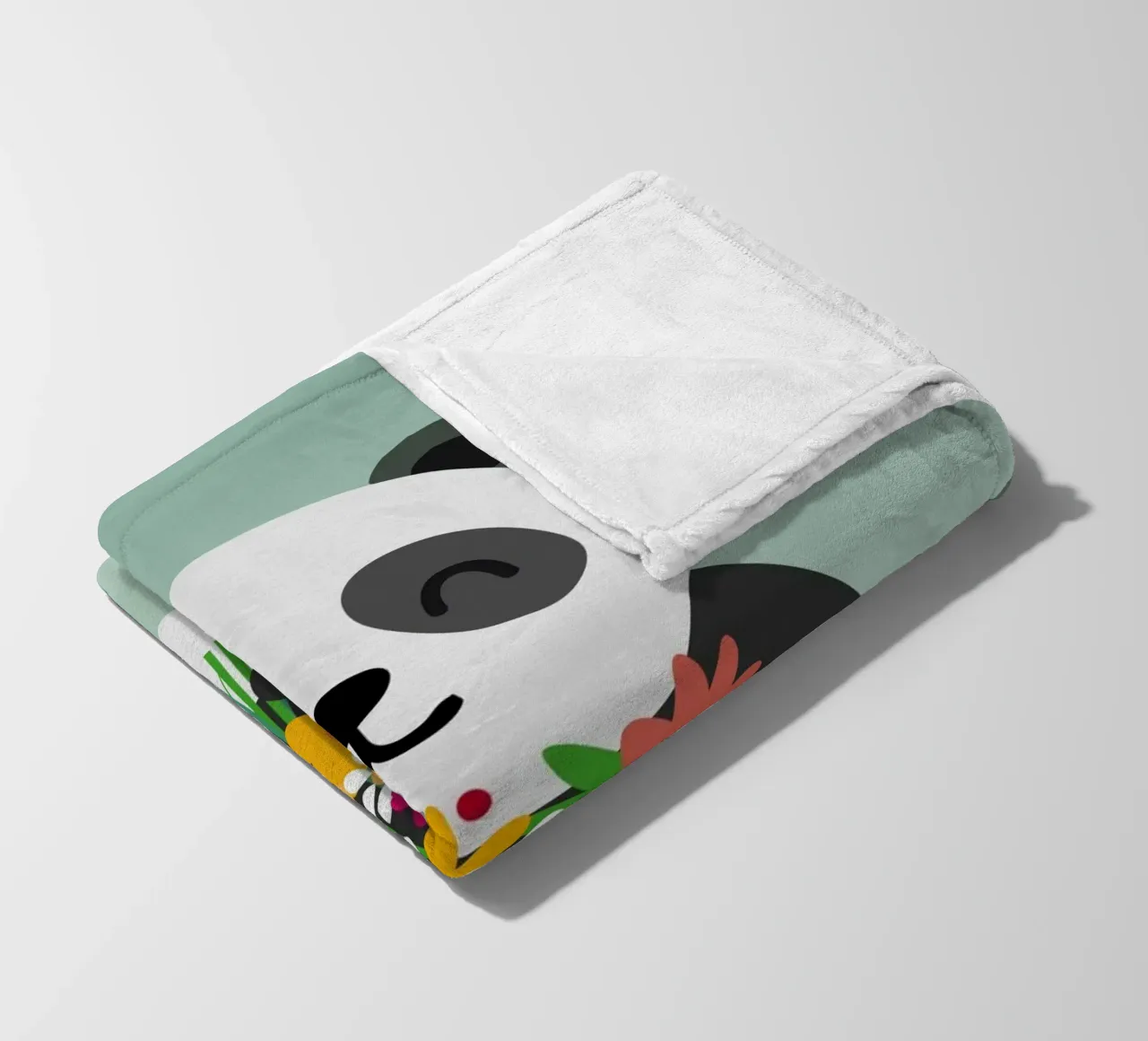 Allegro panda con bouquet di fiori - Grazioso motivo animale coperta in pile da namosh