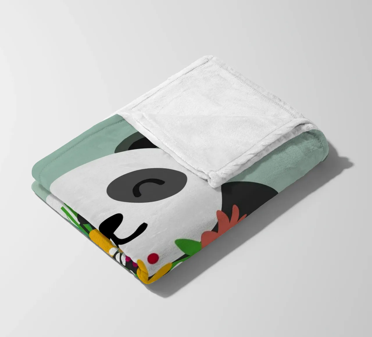 Allegro panda con bouquet di fiori - Grazioso motivo animale coperta in pile da namosh