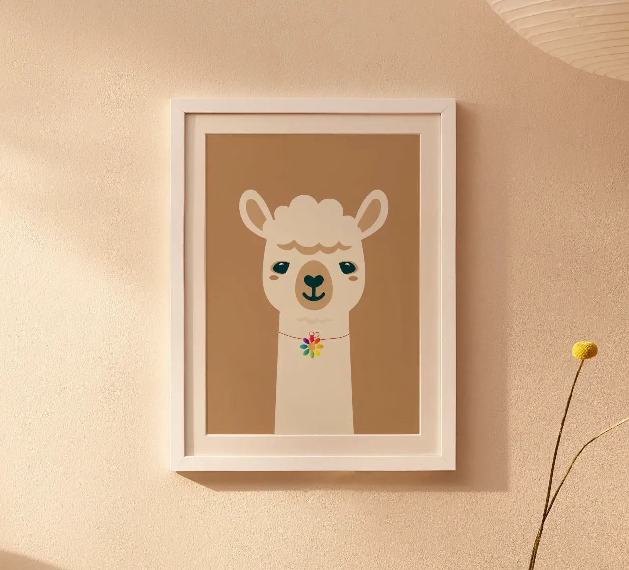 Charmant alpaga avec collier de fleurs multicolores - motif joyeux hahnemühle de namosh