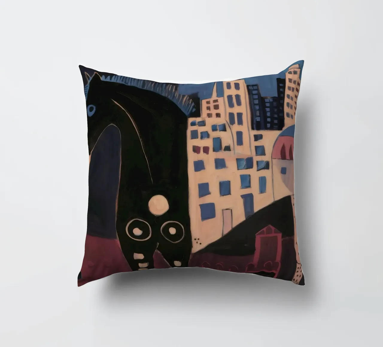 Surreal Urban Encounter decorative cushion by Lunar Templar