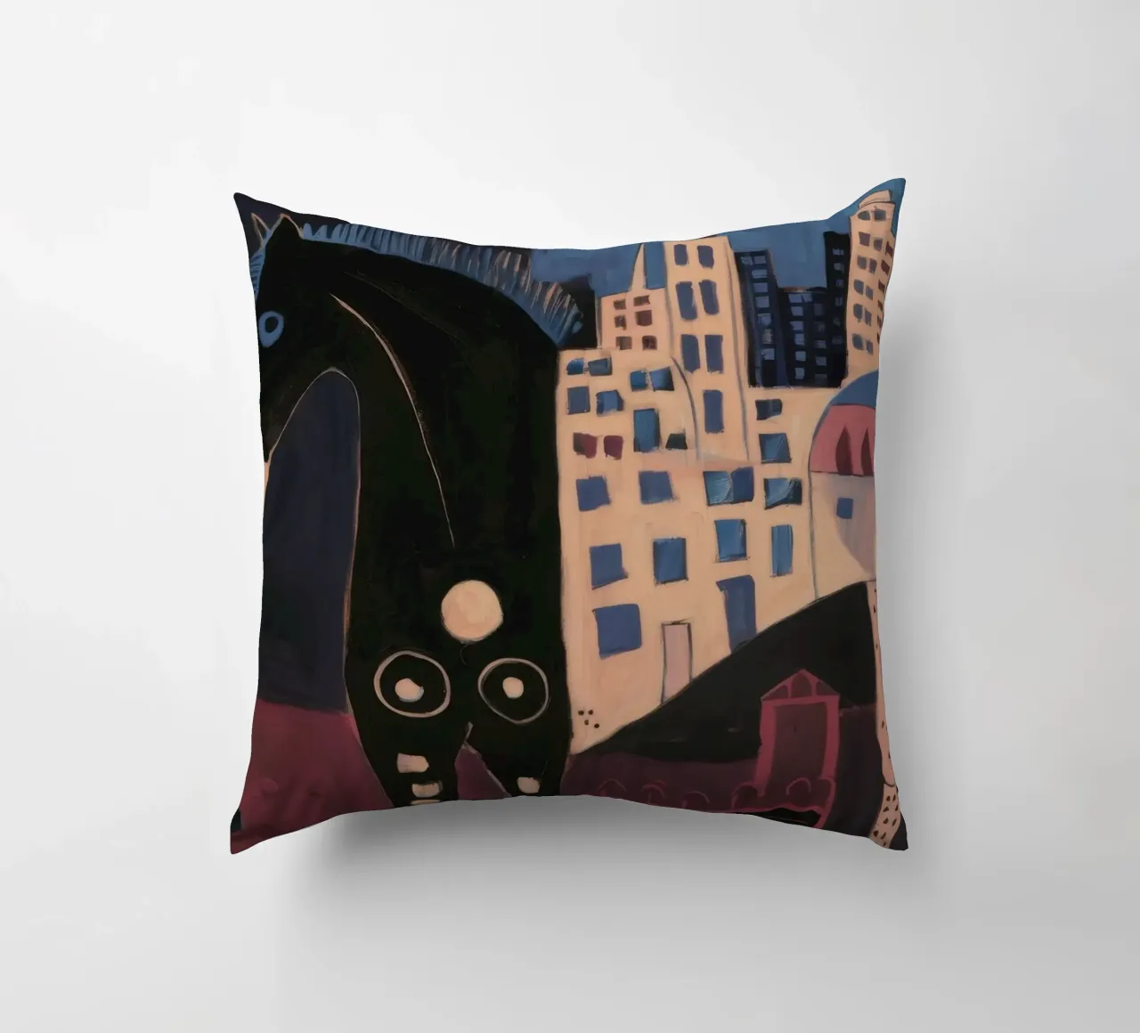 Surreal Urban Encounter decorative cushion by Lunar Templar