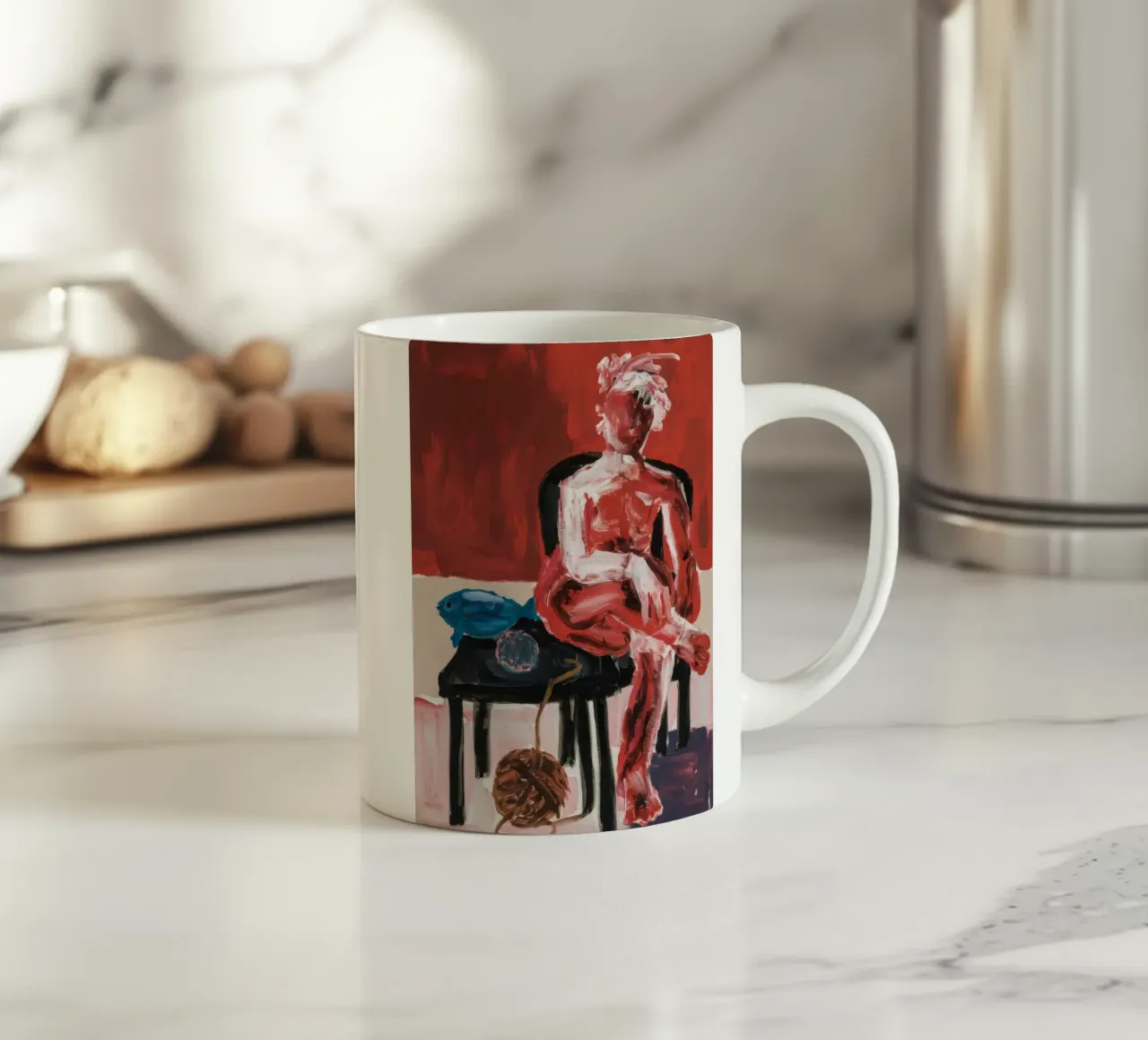 Figura rossa espressiva tazza in ceramica da Lunar Templar