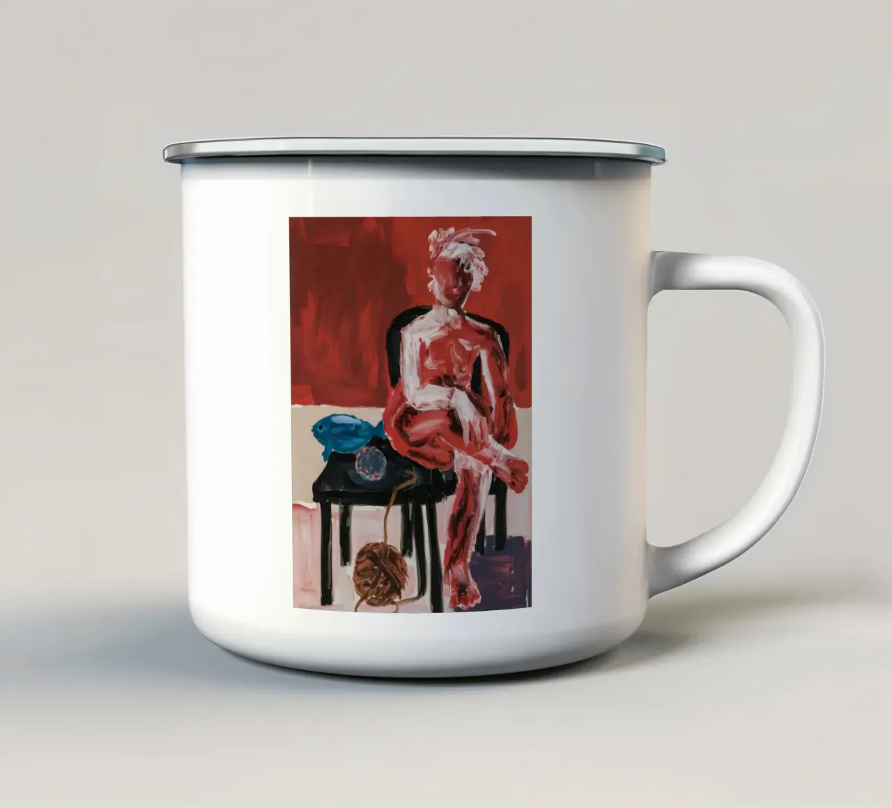 Figura rossa espressiva tazza in smalto da Lunar Templar