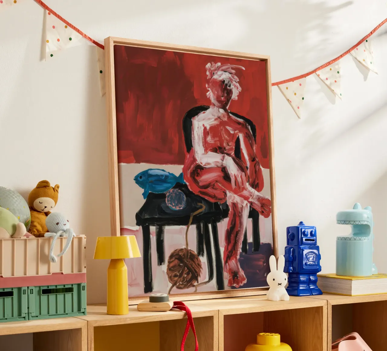 Expressive Red Figure canvas with Floater frame by Lunar Templar