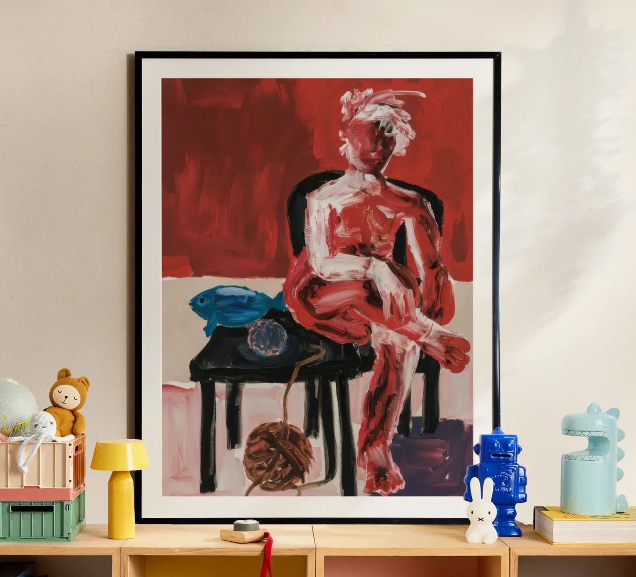 Figura rossa espressiva poster con telaio in alluminio da Lunar Templar