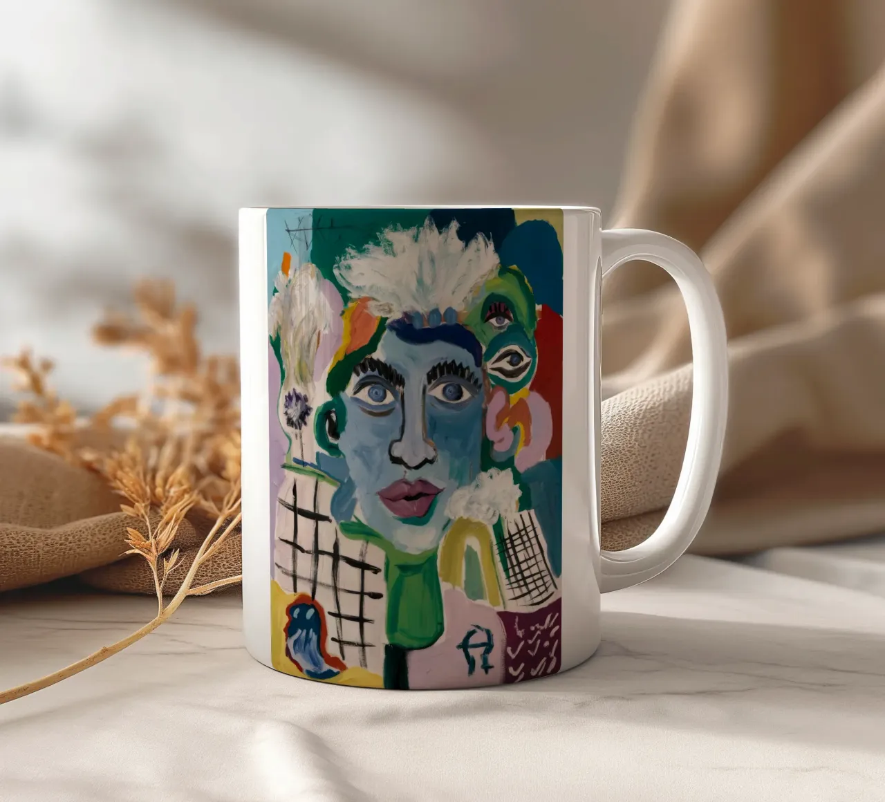 Fusione astratta eclettica tazza in ceramica da Lunar Templar
