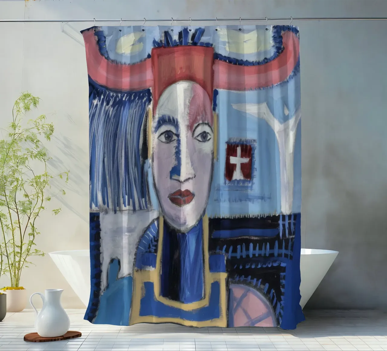 Symbolic Abstract Totem shower curtain by Lunar Templar