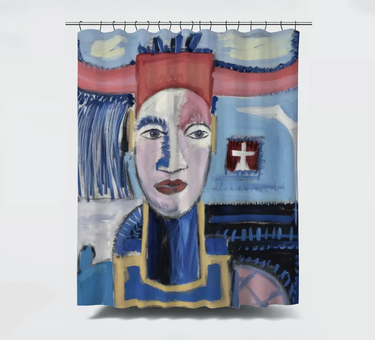 Symbolic Abstract Totem shower curtain by Lunar Templar