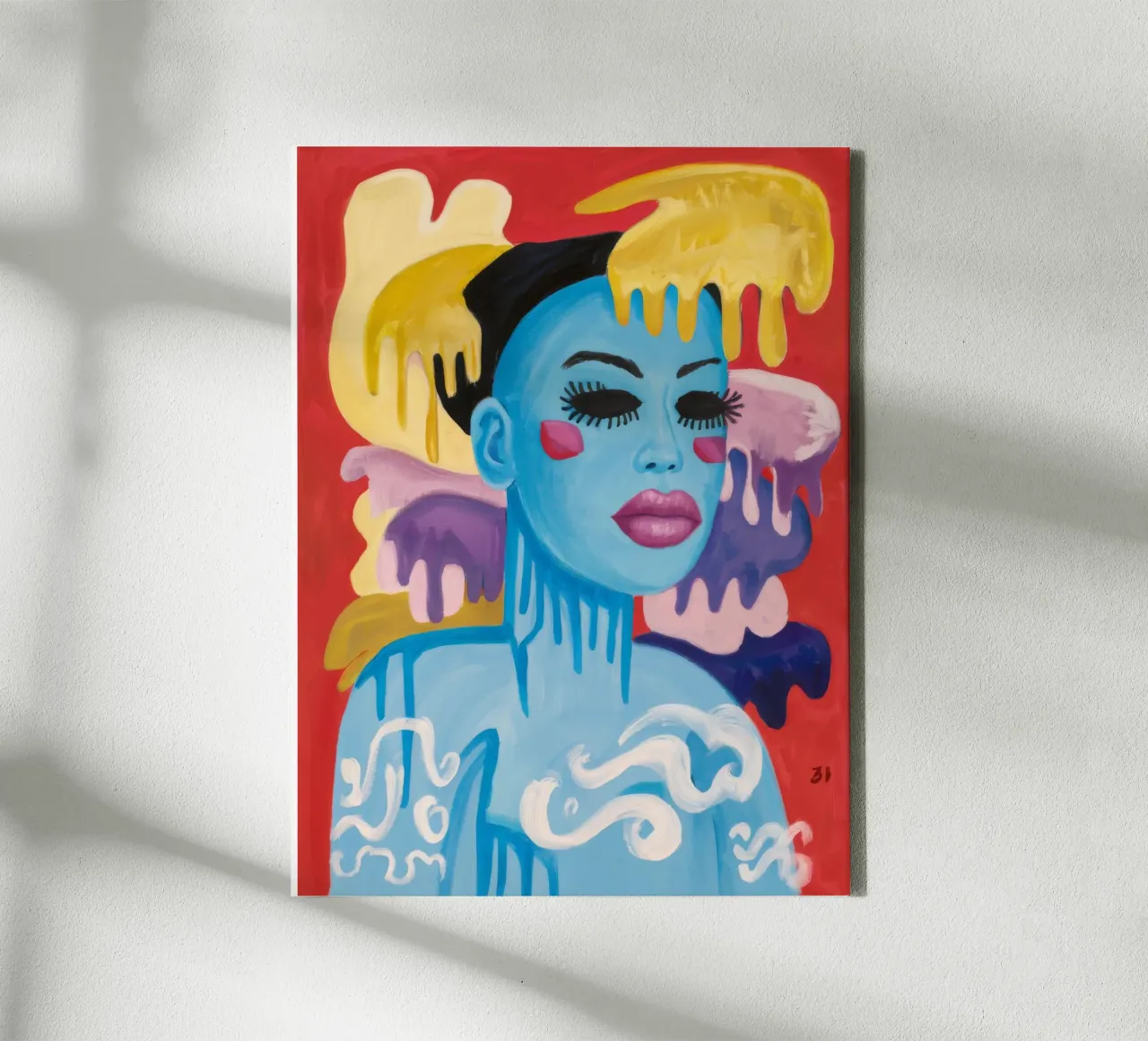 Levendig abstract portret canvas met Baklijst van Lunar Templar